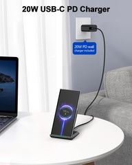 Nanami fast wireless charger top view highlighting vertical and horizontal use
