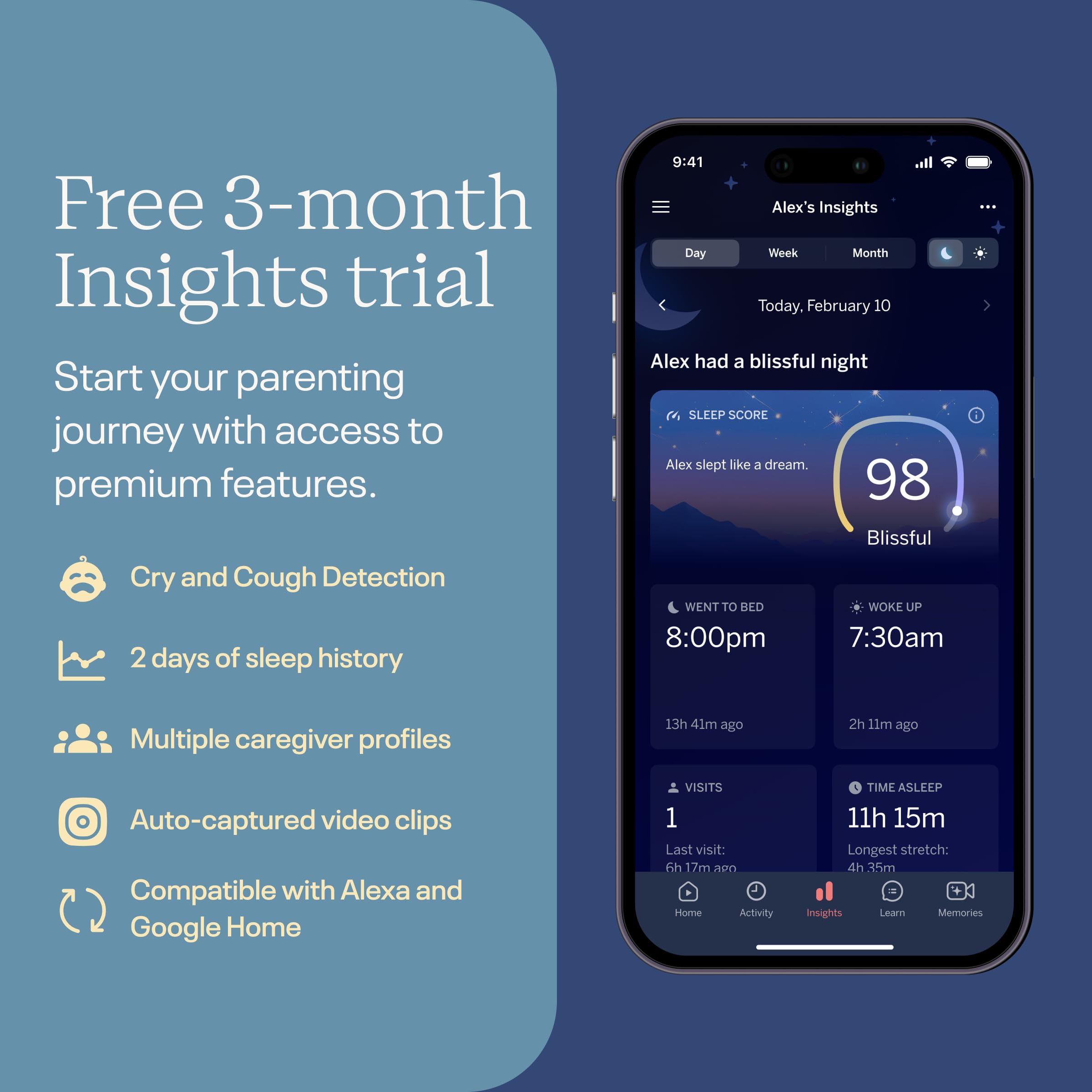 Nanit Pro live temperature and humidity readings for the nursery.