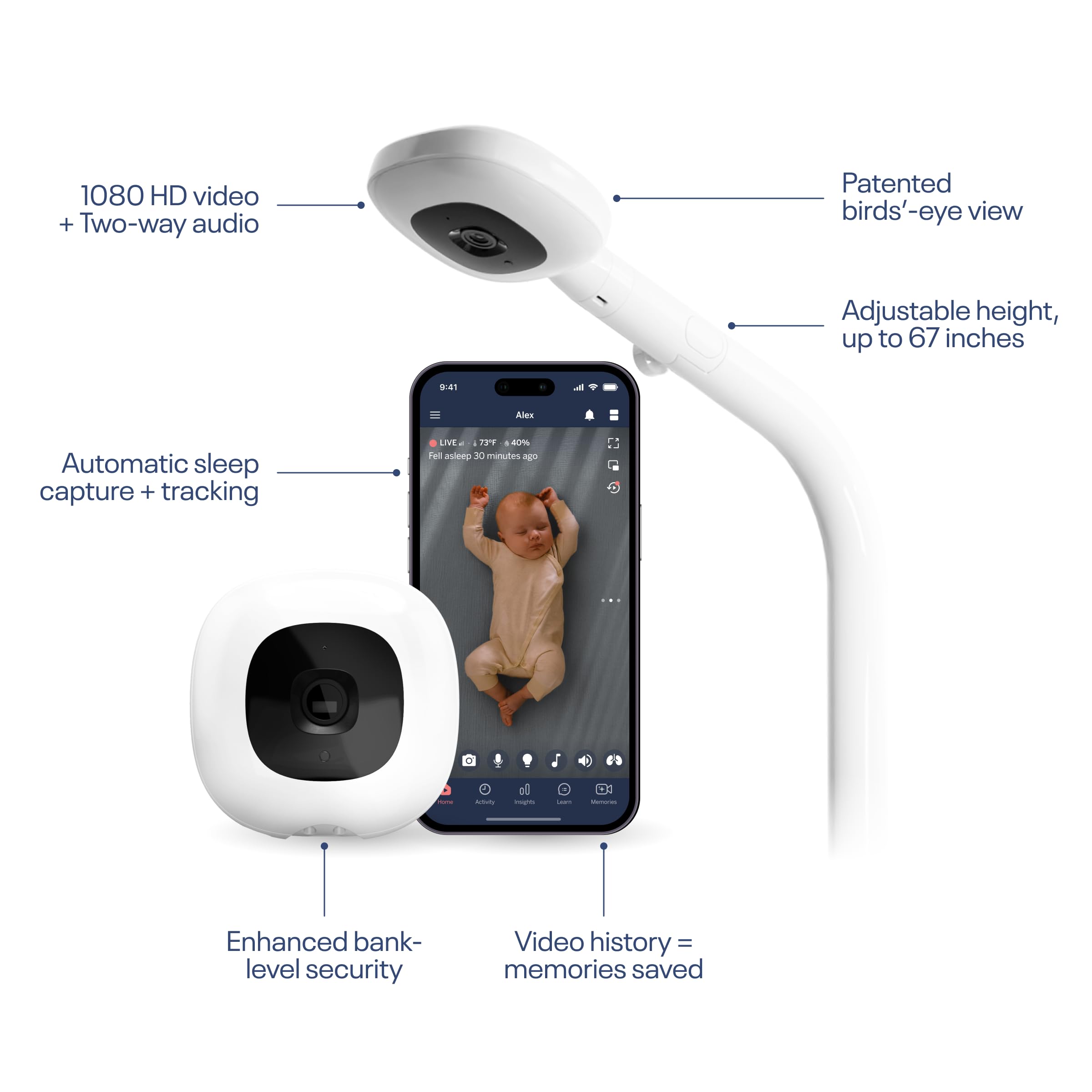 Nanit Pro wall mount bird's-eye view for secure nursery coverage.