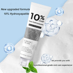 Nano-Hydroxyapatite toothpaste enamel illustration shows remineralization concept