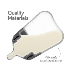 Nanobebe Flexy anti-colic nipple in sage supports comfortable feeding with 360° venting.