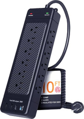 NANOLAKE front view surge protector with 18 outlets for versatile charging.