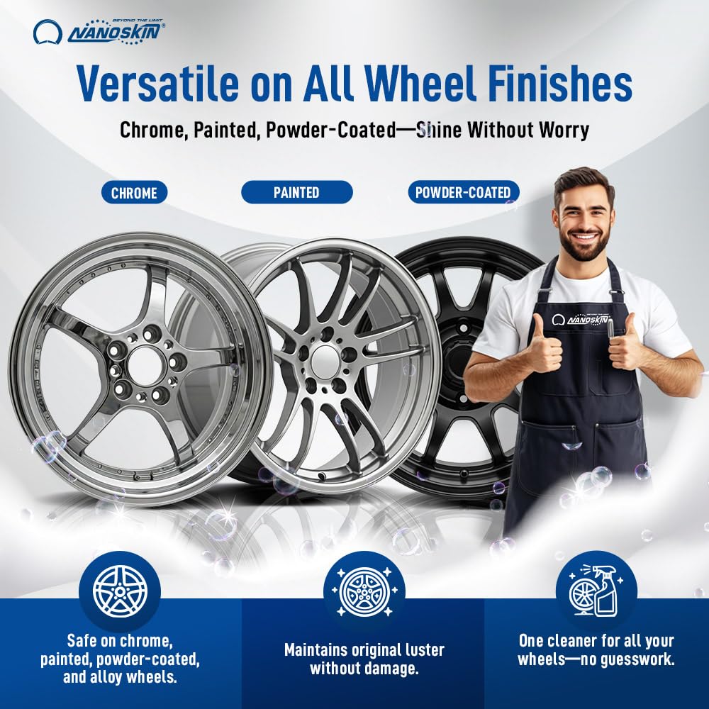 Nanoskin NON ACID Wheel & Tire Cleaner diluted 4:1 in a spray bottle.