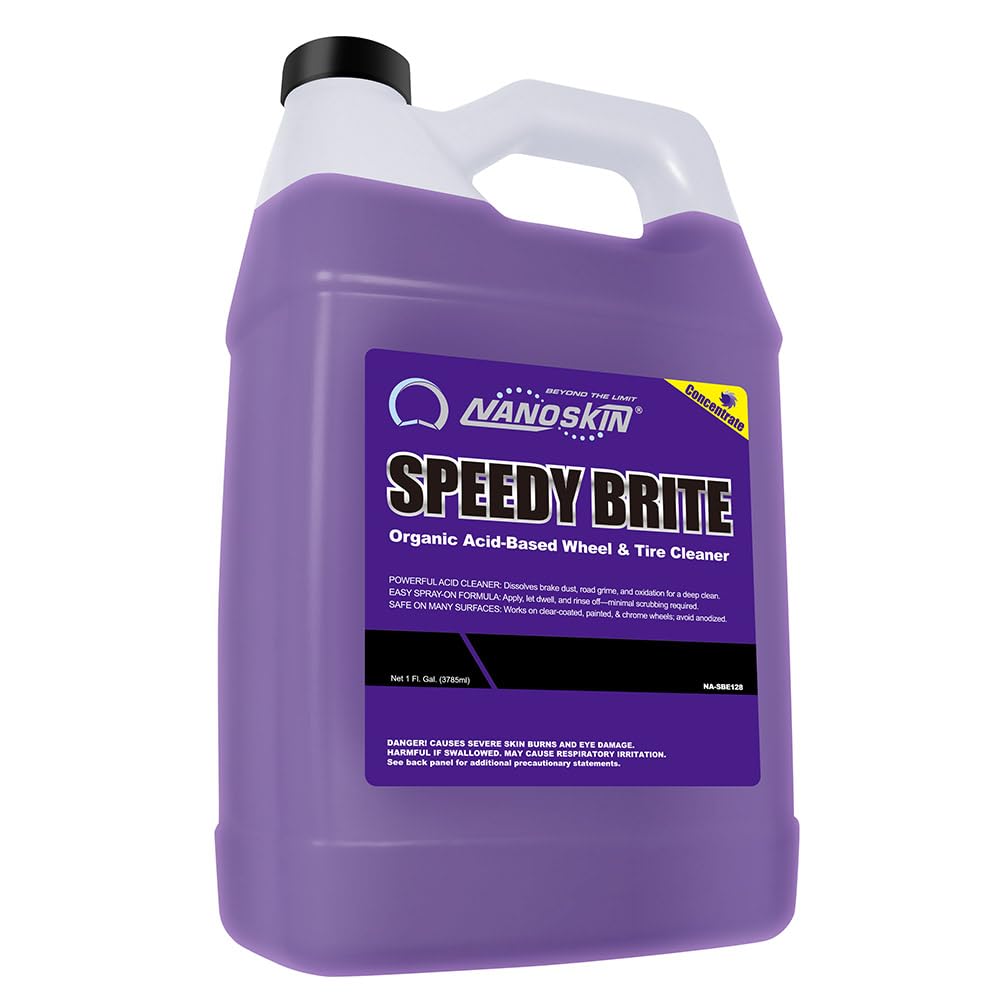 Nanoskin Speedy Brite bottle ready for fast wheel cleaning.