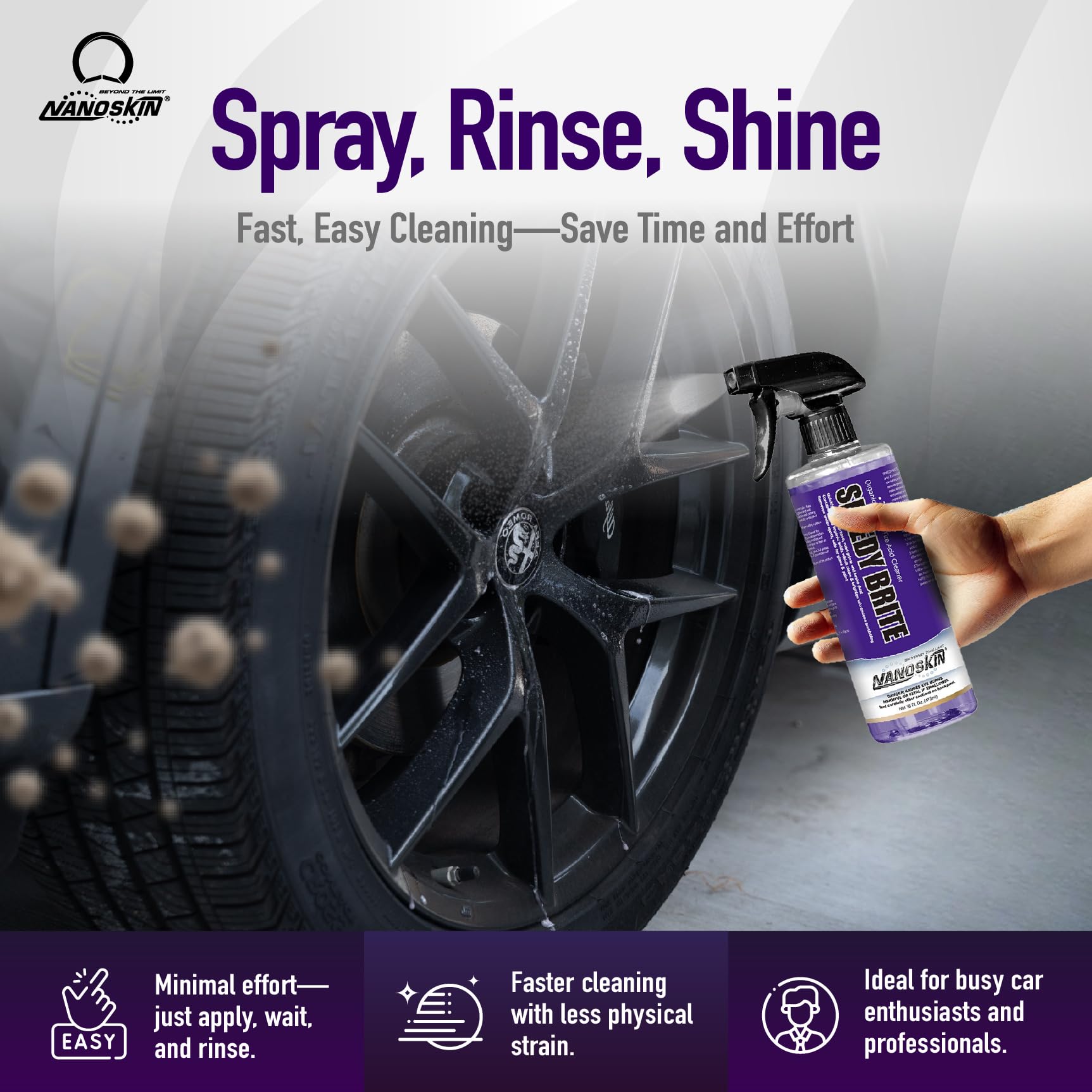 Dirty wheel before cleaning with Nanoskin Speedy Brite.