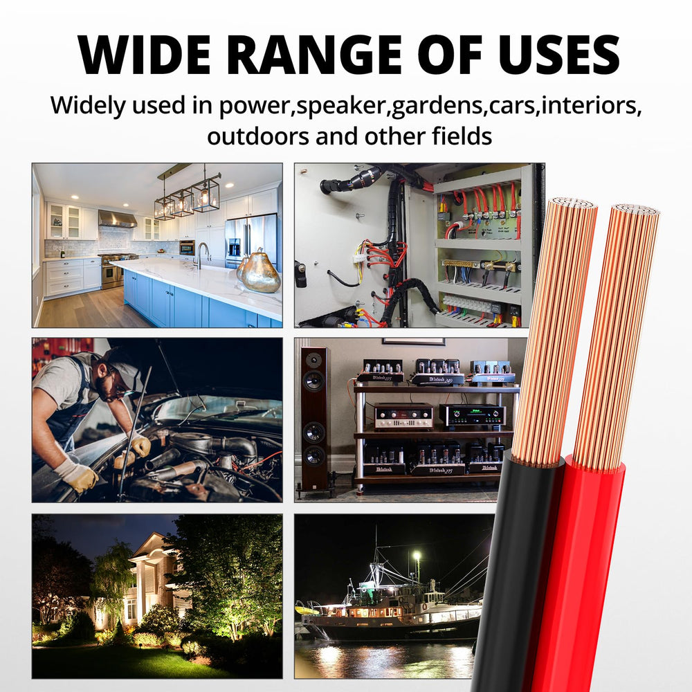 NAOEVO 100ft black wire spool provides long, reliable low-voltage runs.