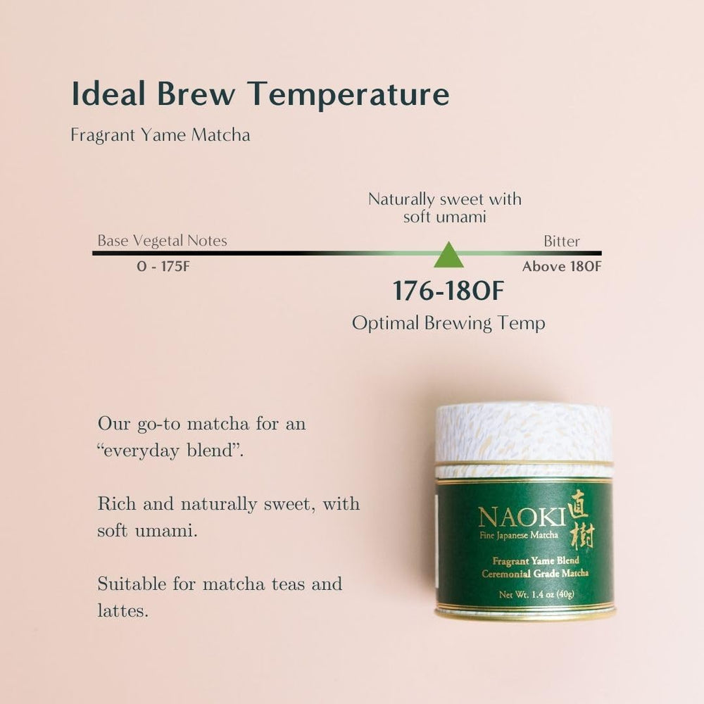 Cup of Naoki Matcha Fragrant Yame Blend prepared tea inviting gentle sweetness
