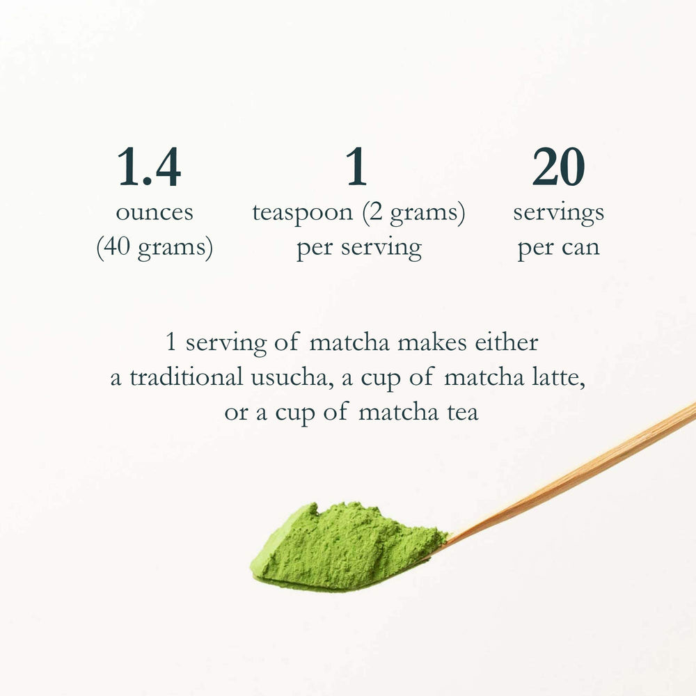Closeup of Naoki Matcha Fragrant Yame Blend tin highlighting premium packaging