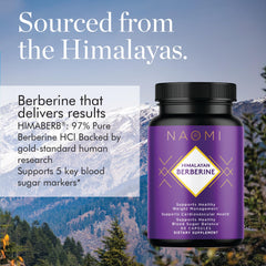 NAOMI berberine bottle label emphasizing high-purity Berberine HCl