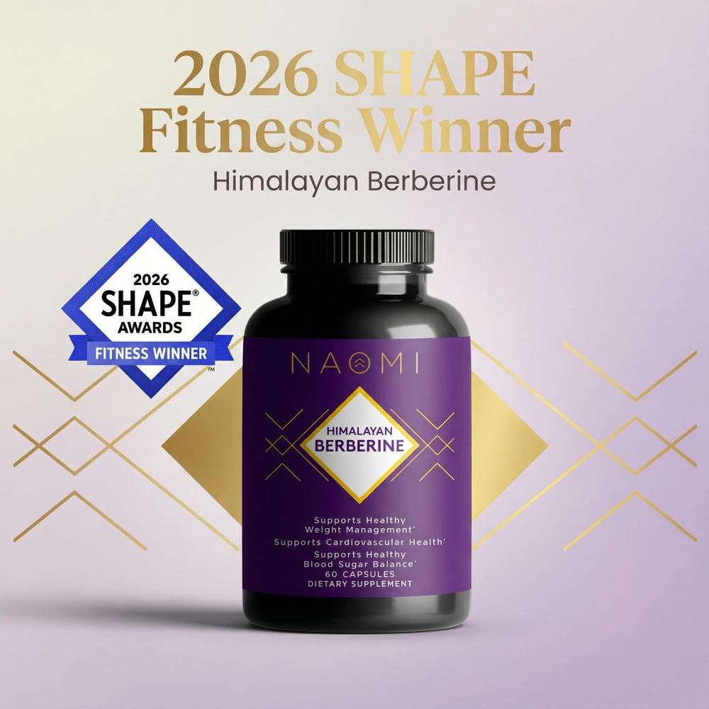 NAOMI berberine packaging and box showing clean allergen-free supplement