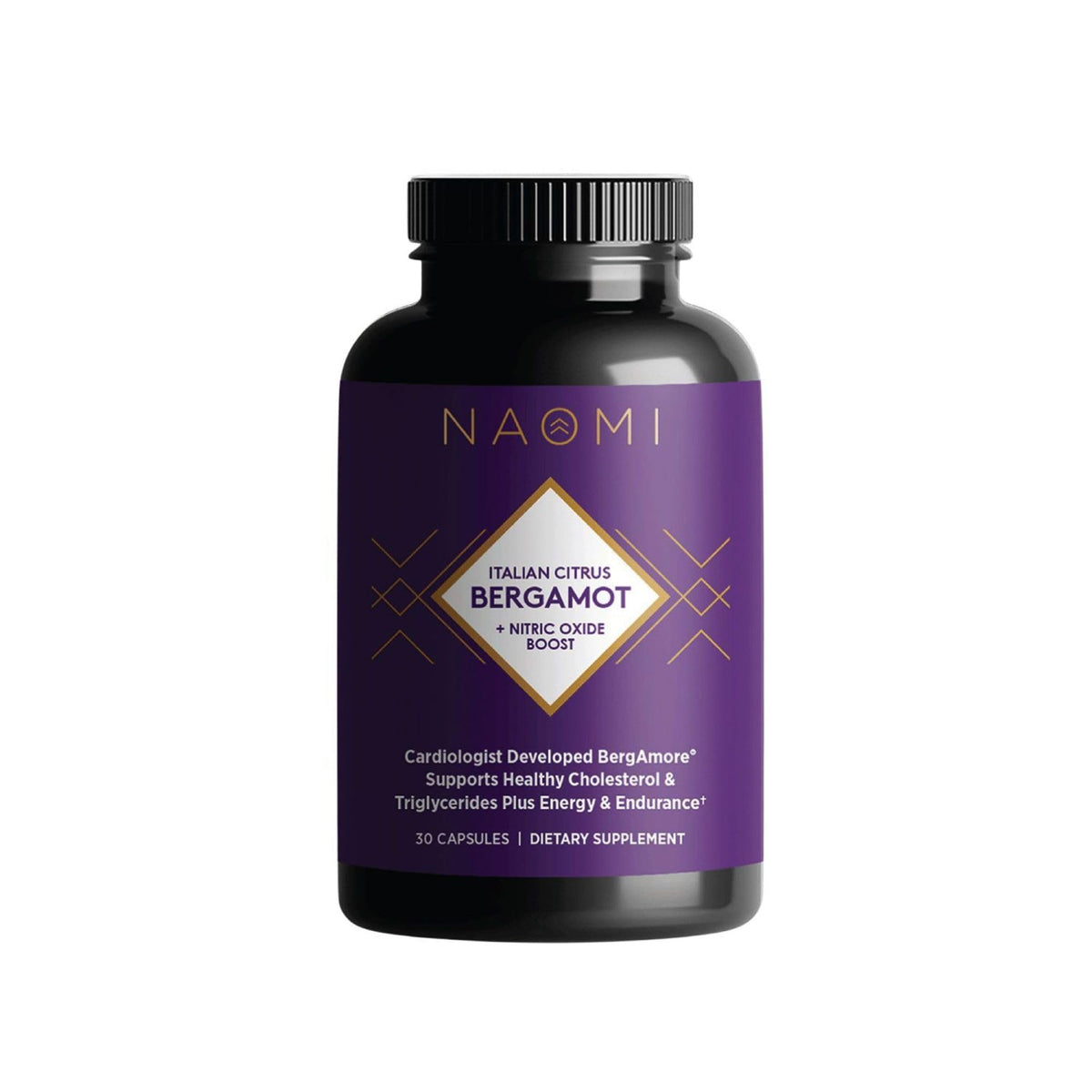 NAOMI Italian Citrus Bergamot Plus bottle with citrus imagery supports daily heart health