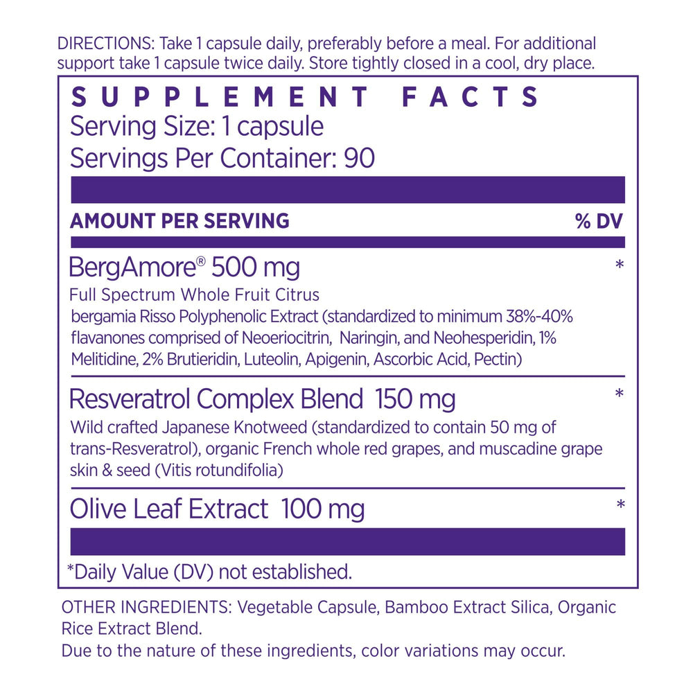 NAOMI Resveratrol Olive Leaf capsules on label suggesting antioxidant-rich routine.