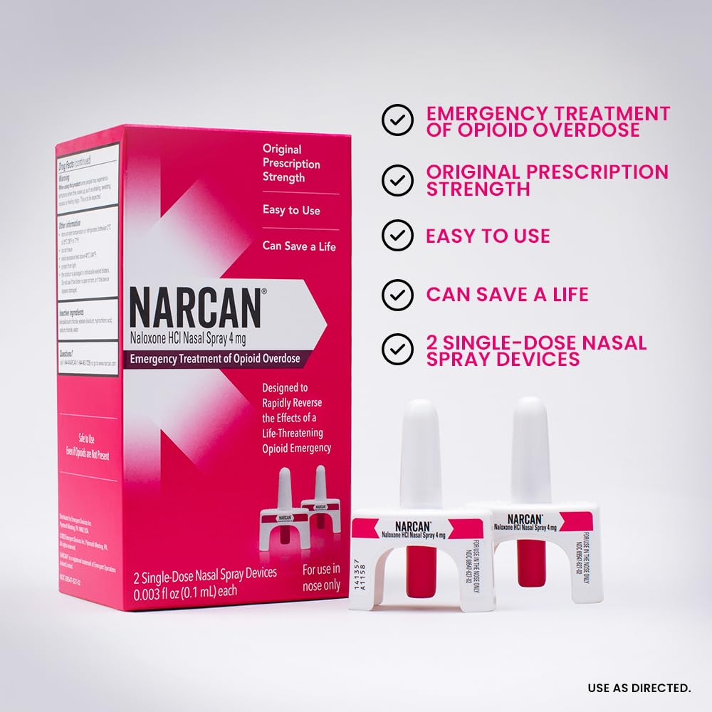 NARCAN nasal spray application nozzle close-up for quick use