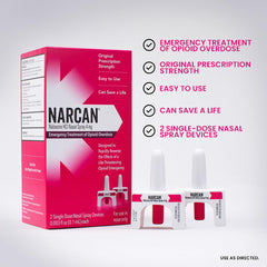 NARCAN nasal spray application nozzle close-up for quick use