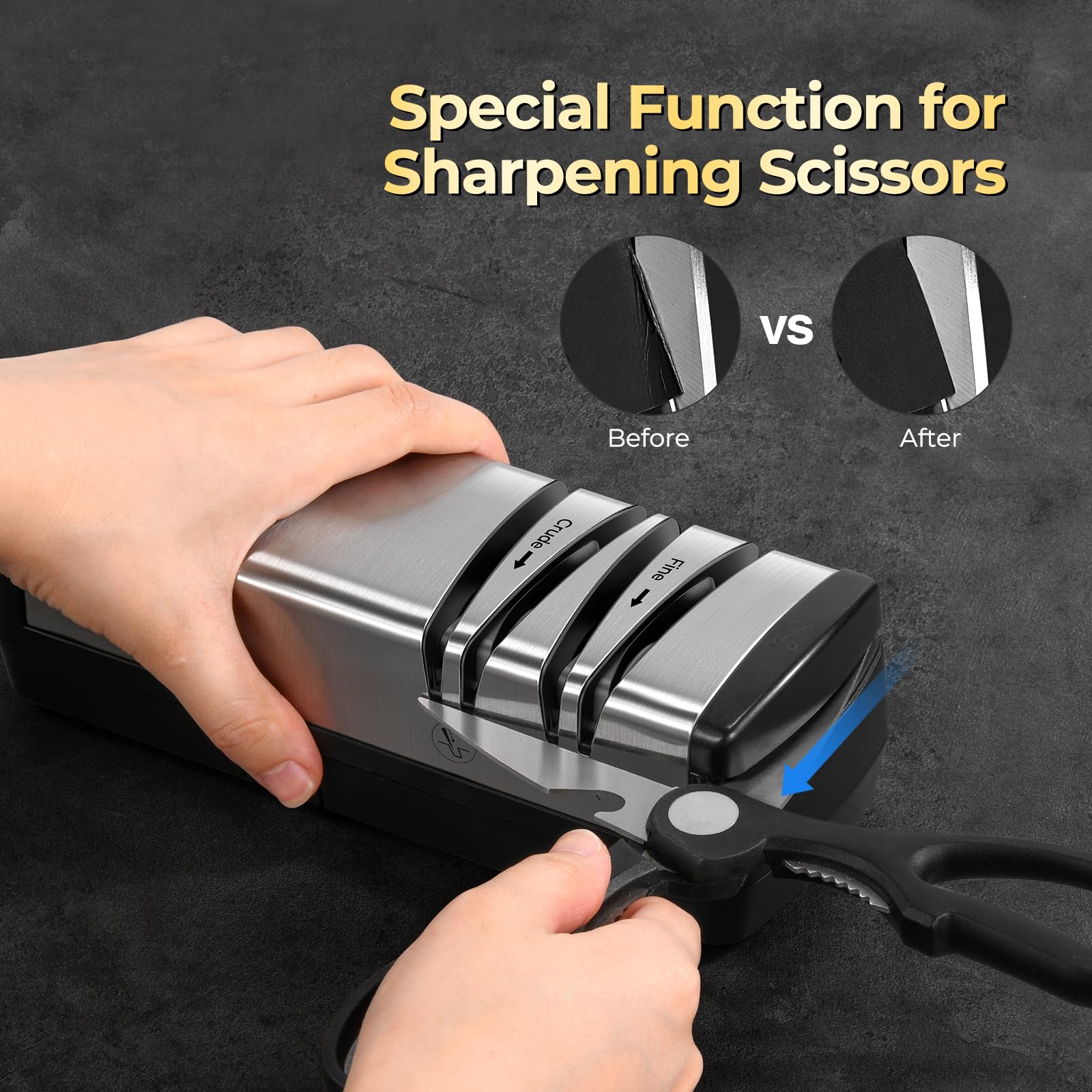 Narcissus dust-collection-box keeps work area clean during sharpening.