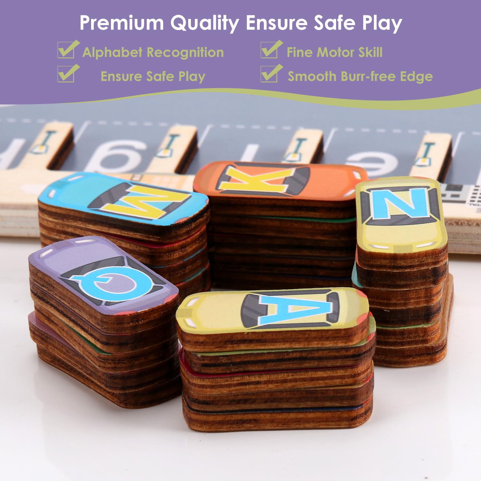 Nashrio alphabet learning puzzle tiles help early literacy through tactile exploration.