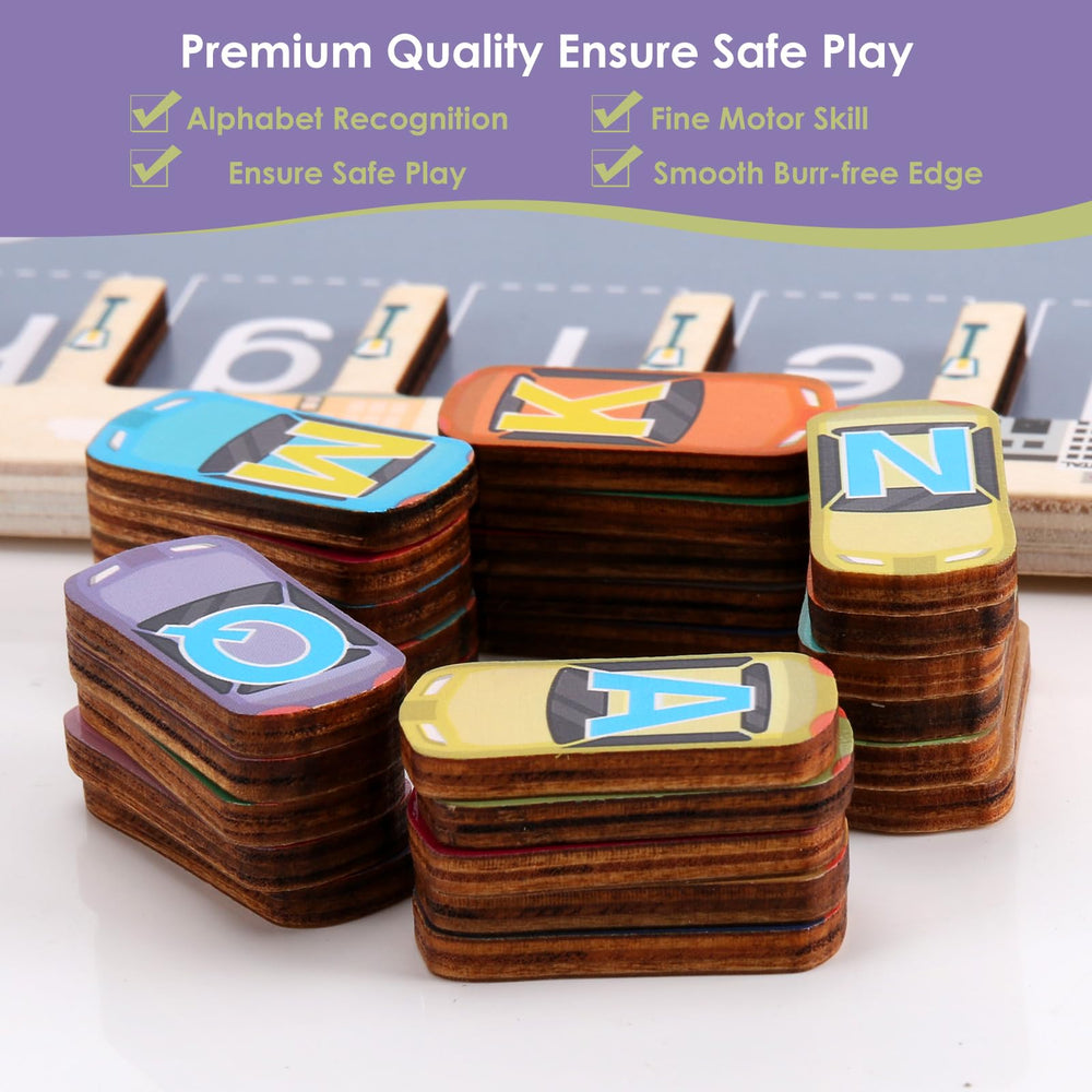 Nashrio alphabet learning puzzle tiles help early literacy through tactile exploration.