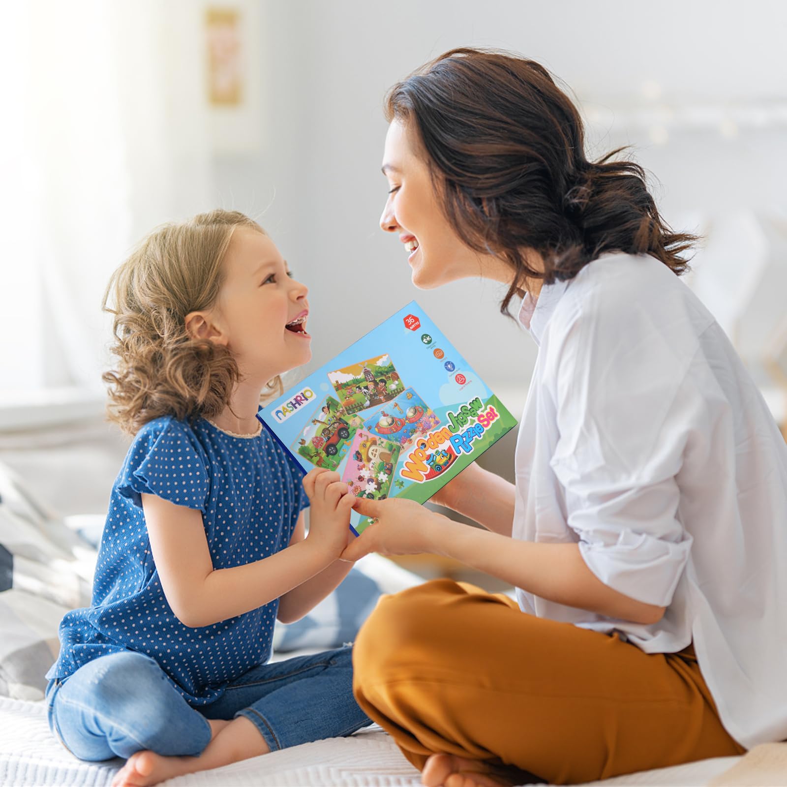 A child plays with NASHRIO puzzle to boost hand-eye coordination