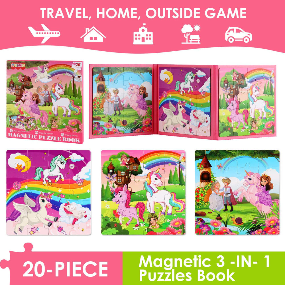 NASHRIO magnetic puzzles princess scene supports storytelling during quiet time.