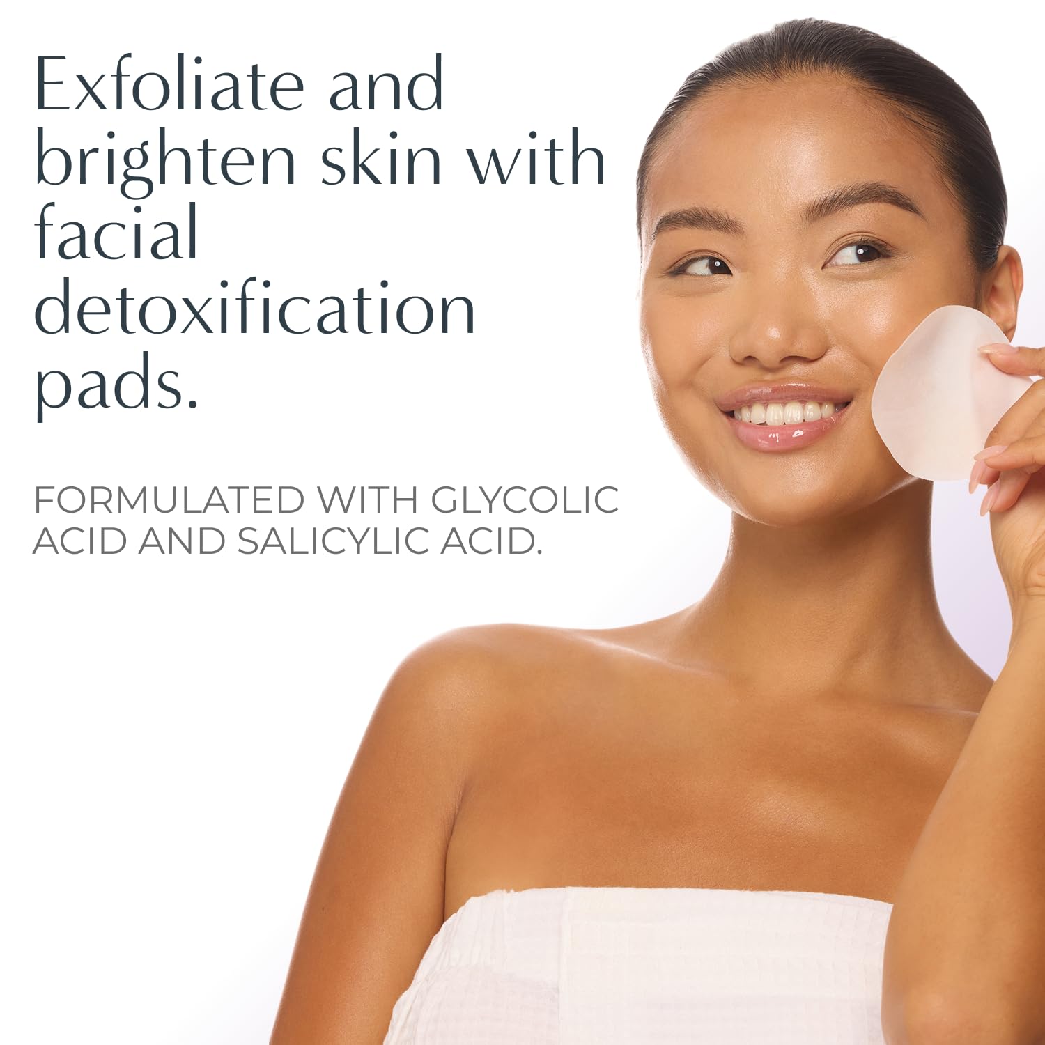 Closeup texture of NassifMD Detox Pads reveals gentle exfoliation for smoother skin