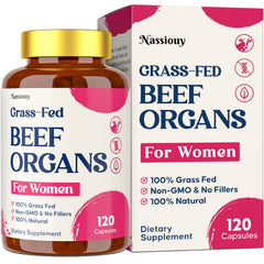 Nassiouy 12-in-1 beef organ supplement bottle for daily wellness routine.