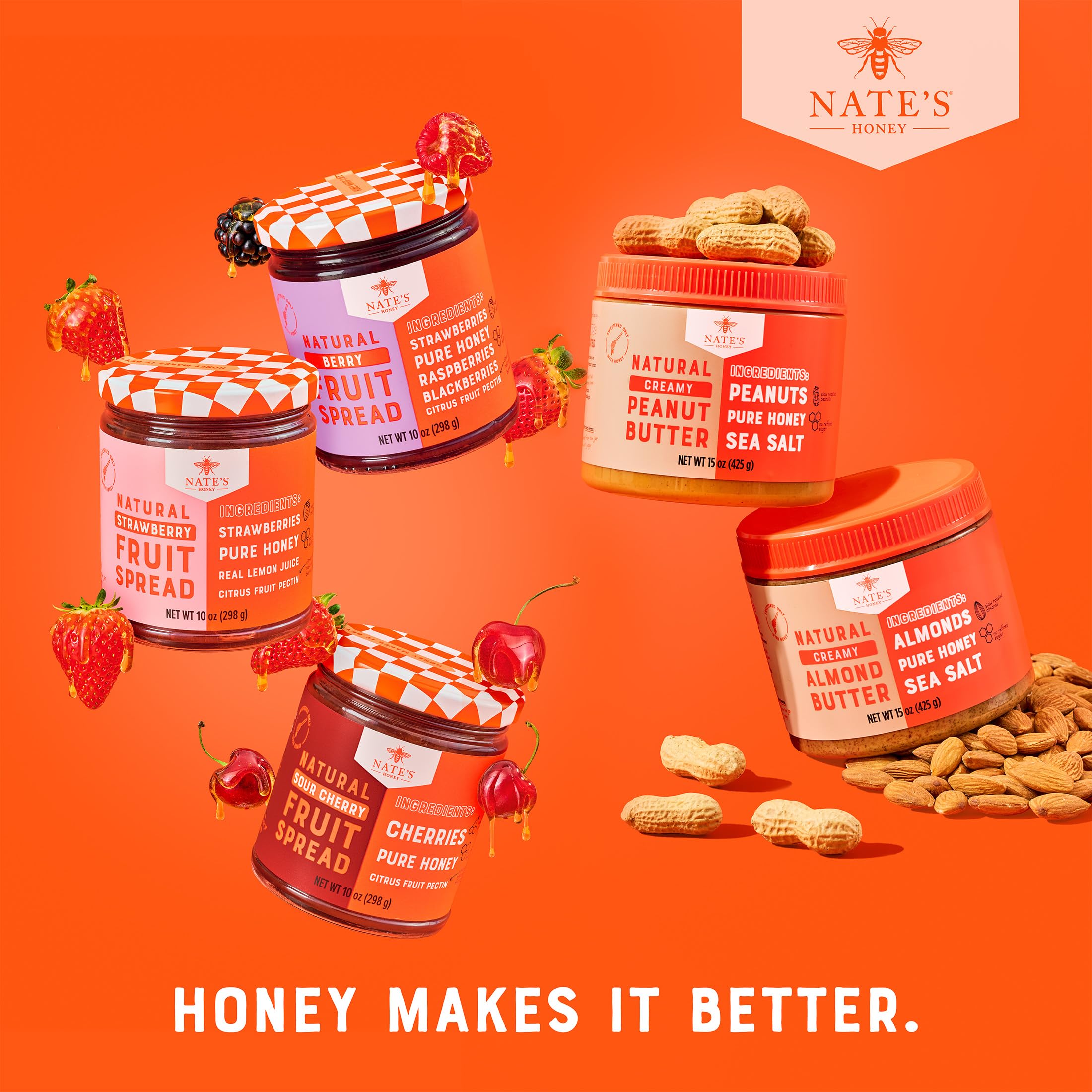 Nate's Honey Almond Butter with a simple, three-ingredient formula