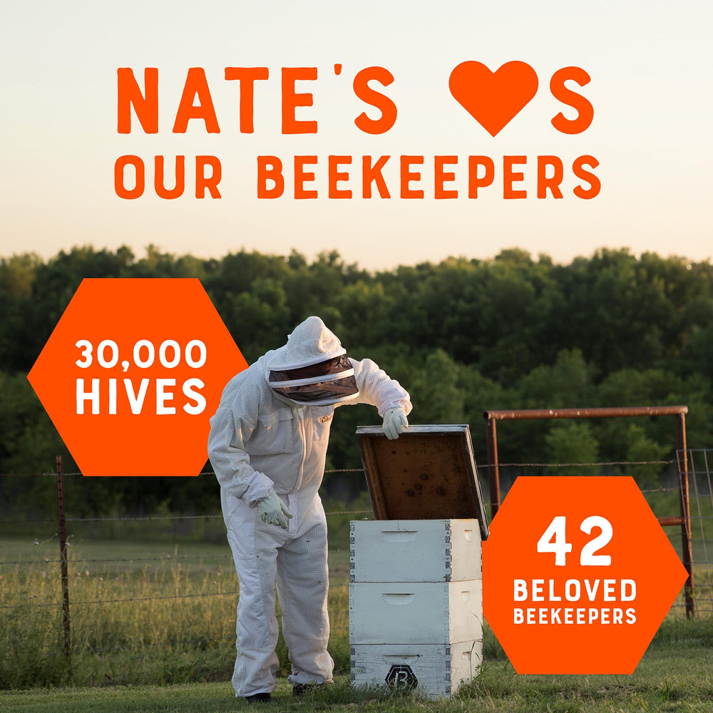 Nate's Honey used in coffee or tea for natural sweetness.
