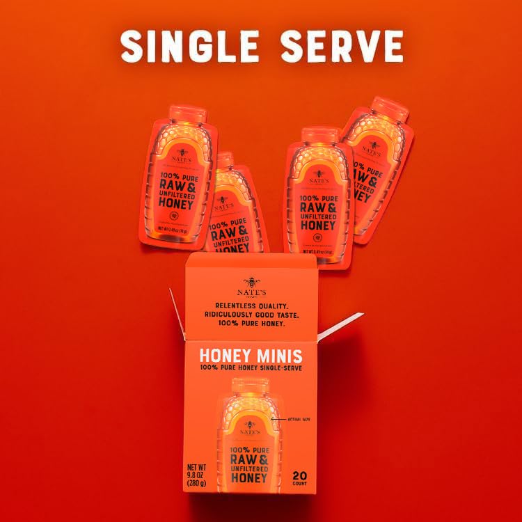 Nate's Honey Minis ideal for on-the-go coffee or tea boosts.
