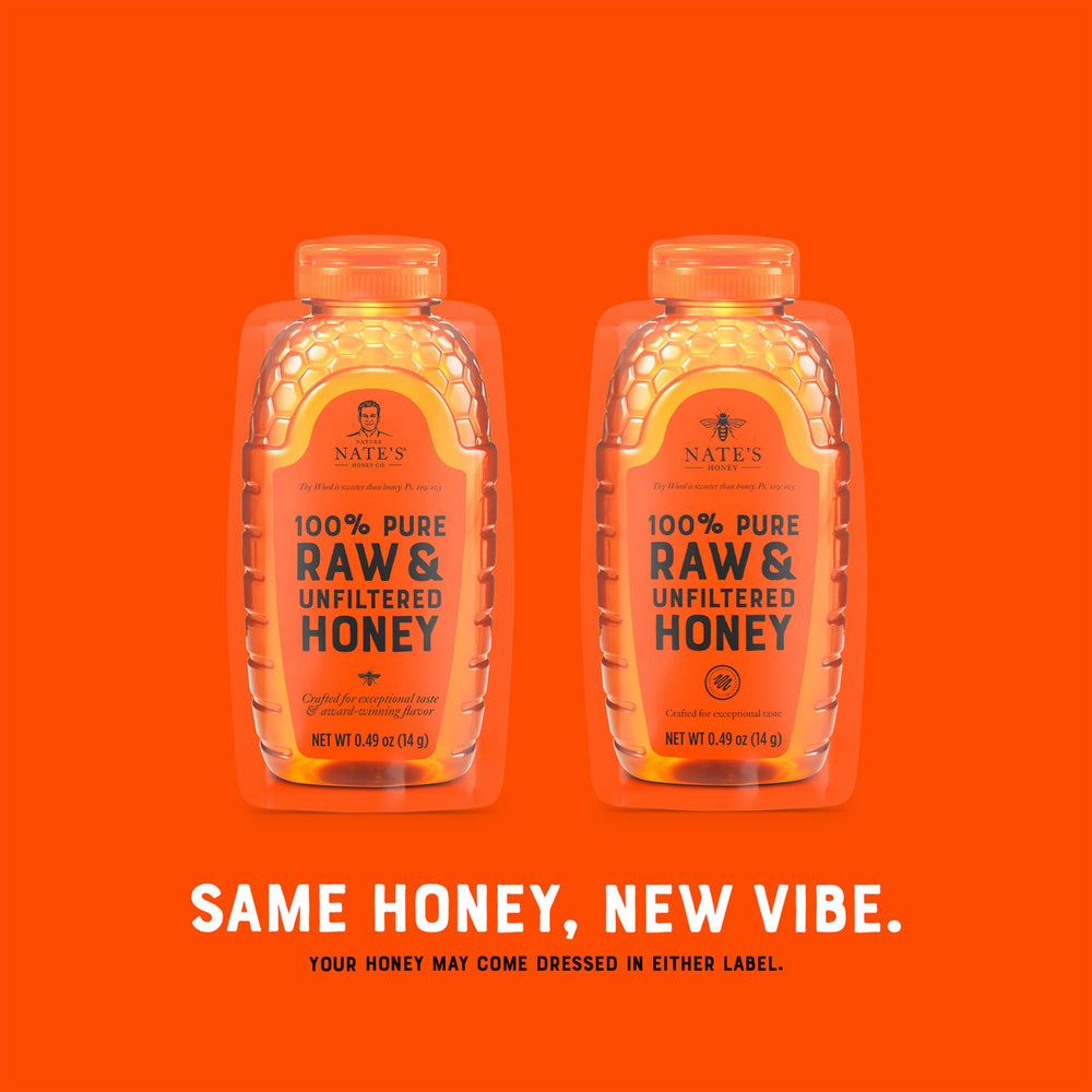 Nate's Honey Minis perfect portions deliver consistent drizzle in every packet.