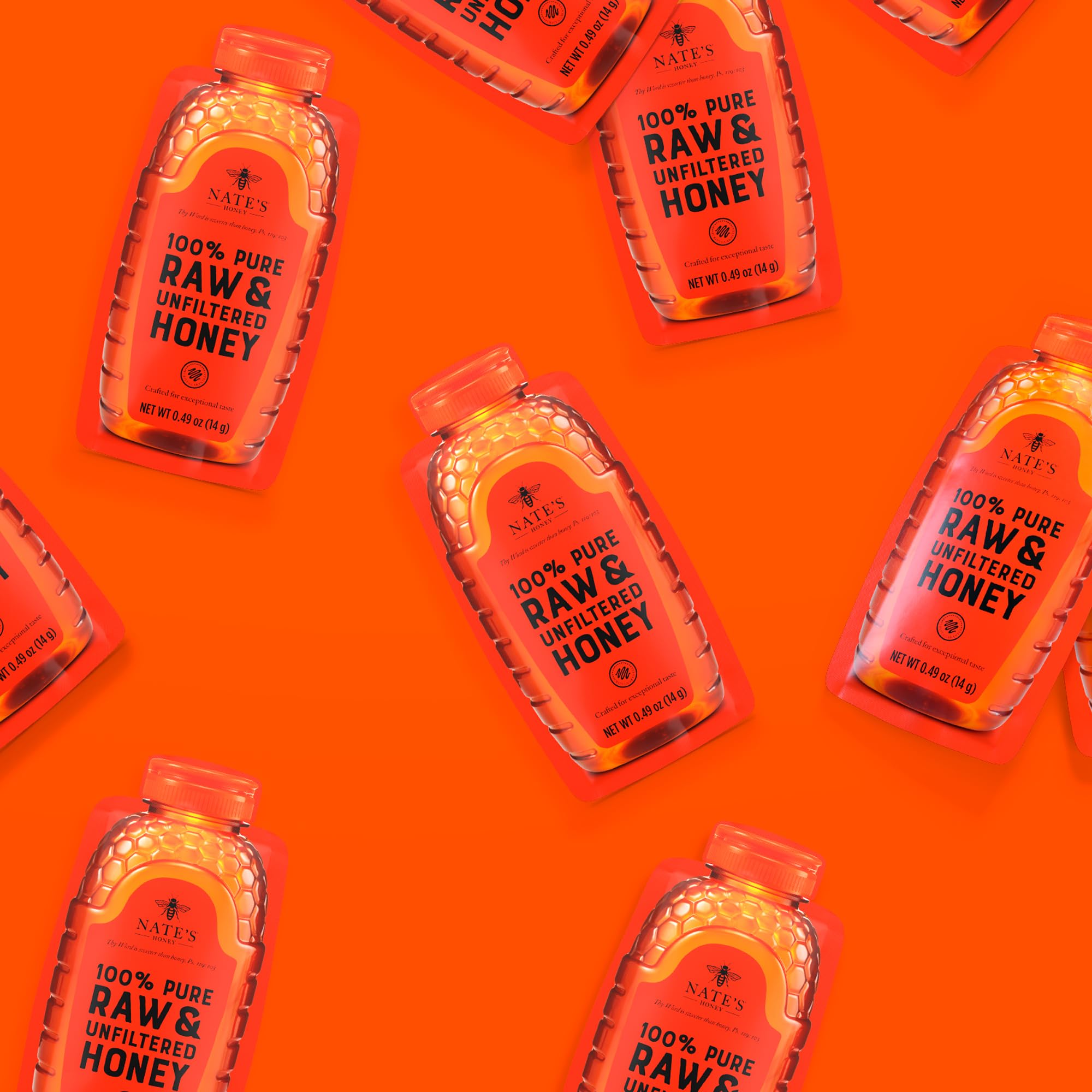 Nate's Honey Minis raw and unfiltered honey preserves natural flavor.