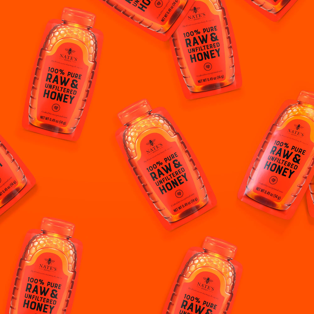 Nate's Honey Minis raw and unfiltered honey preserves natural flavor.