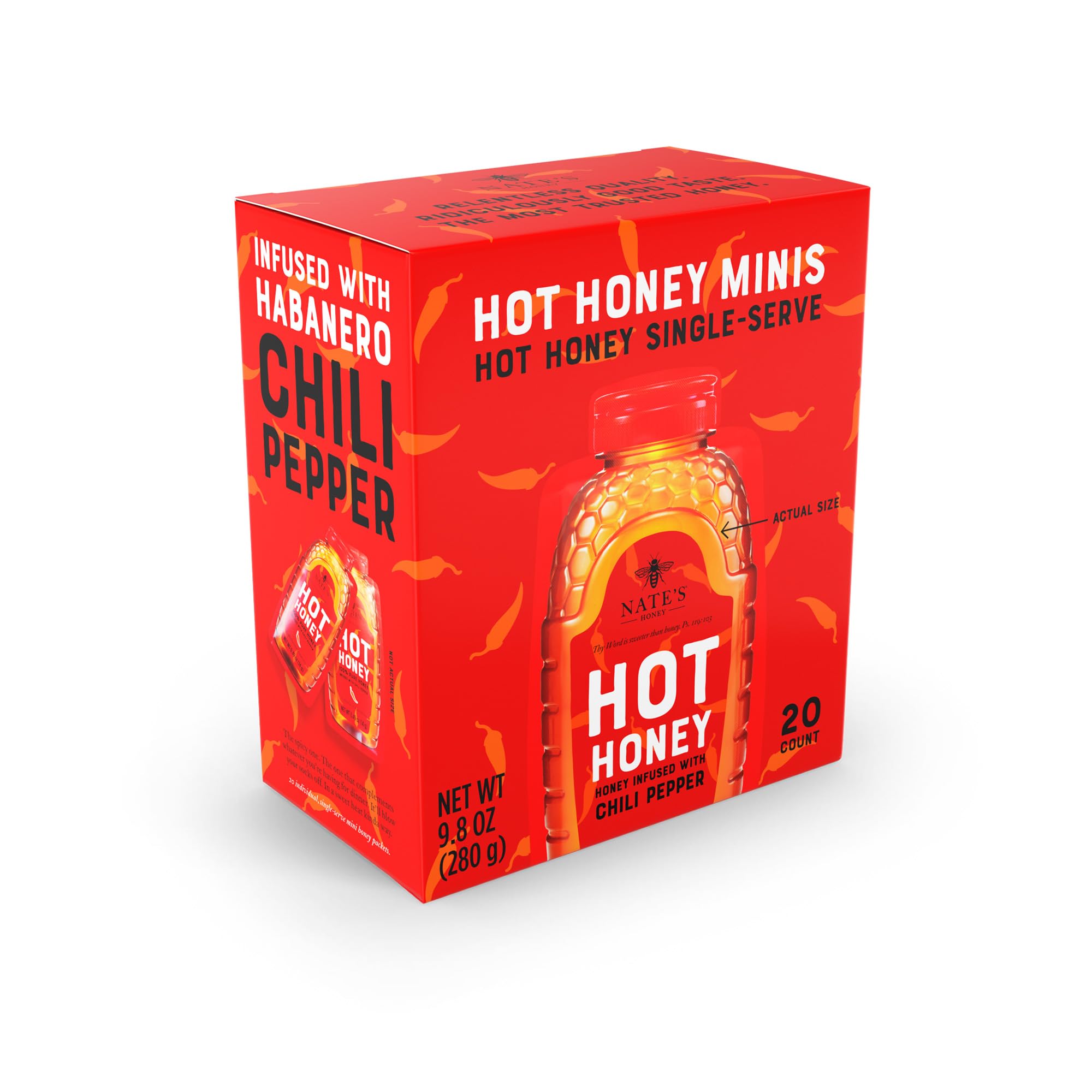 Nate's Honey Minis single-serve packets for mess-free flavor on the go.