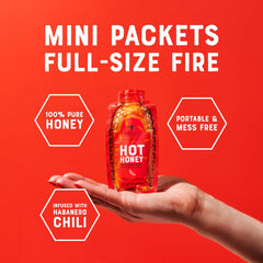 Nate's Honey Minis tear-top packet for easy, controlled drizzle.