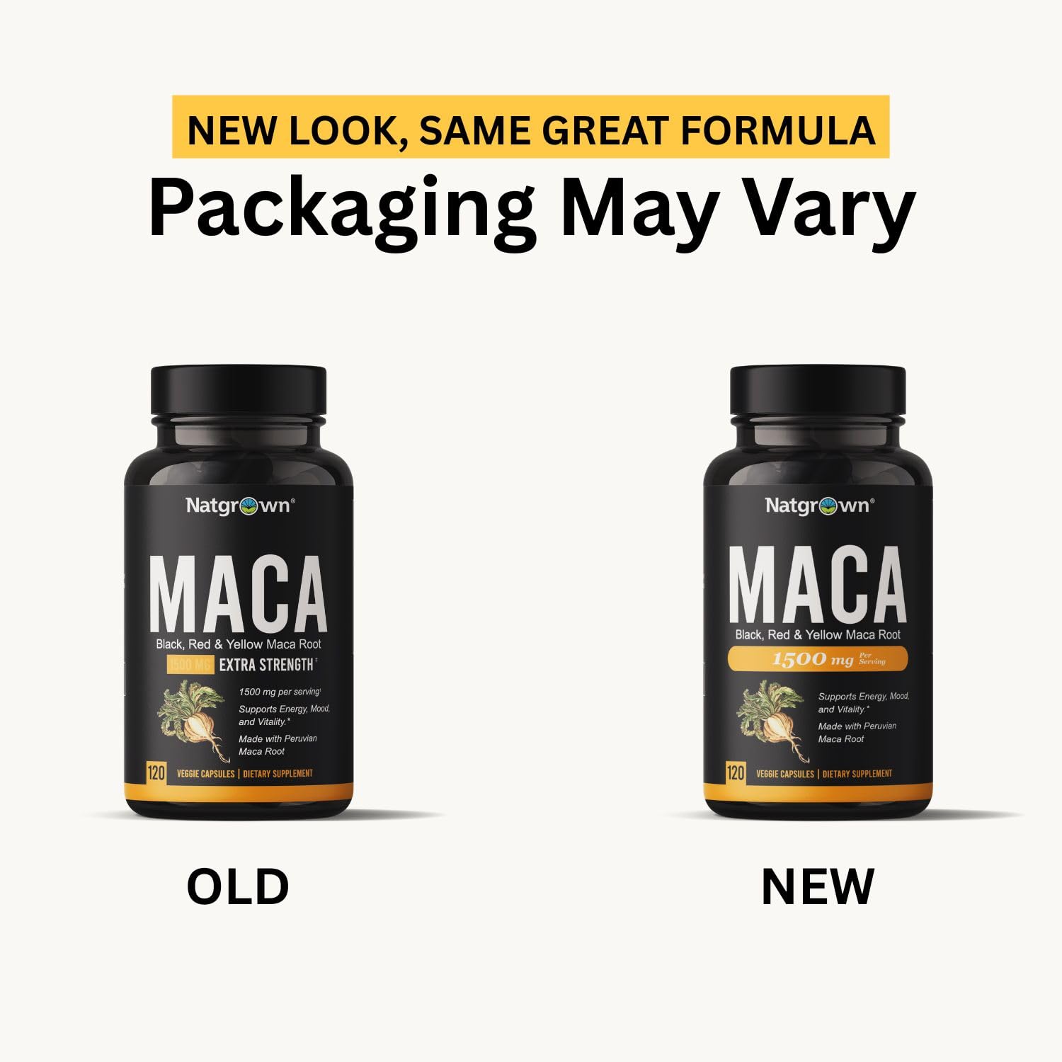 Natgrown maca packaging front showing vegan and gluten-free features