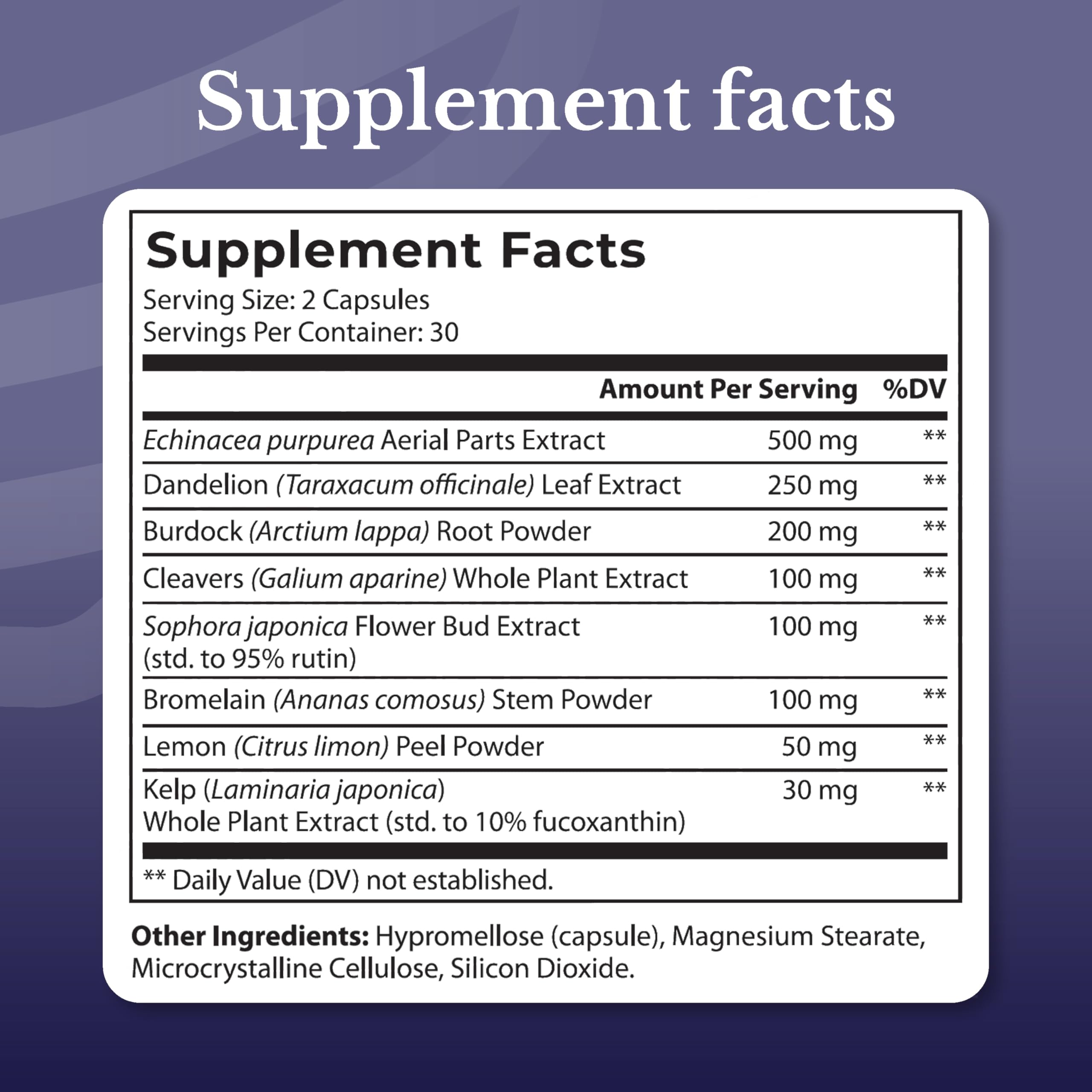 Nation Health MD Lymph MD bottle back label shows ingredients and dosage.