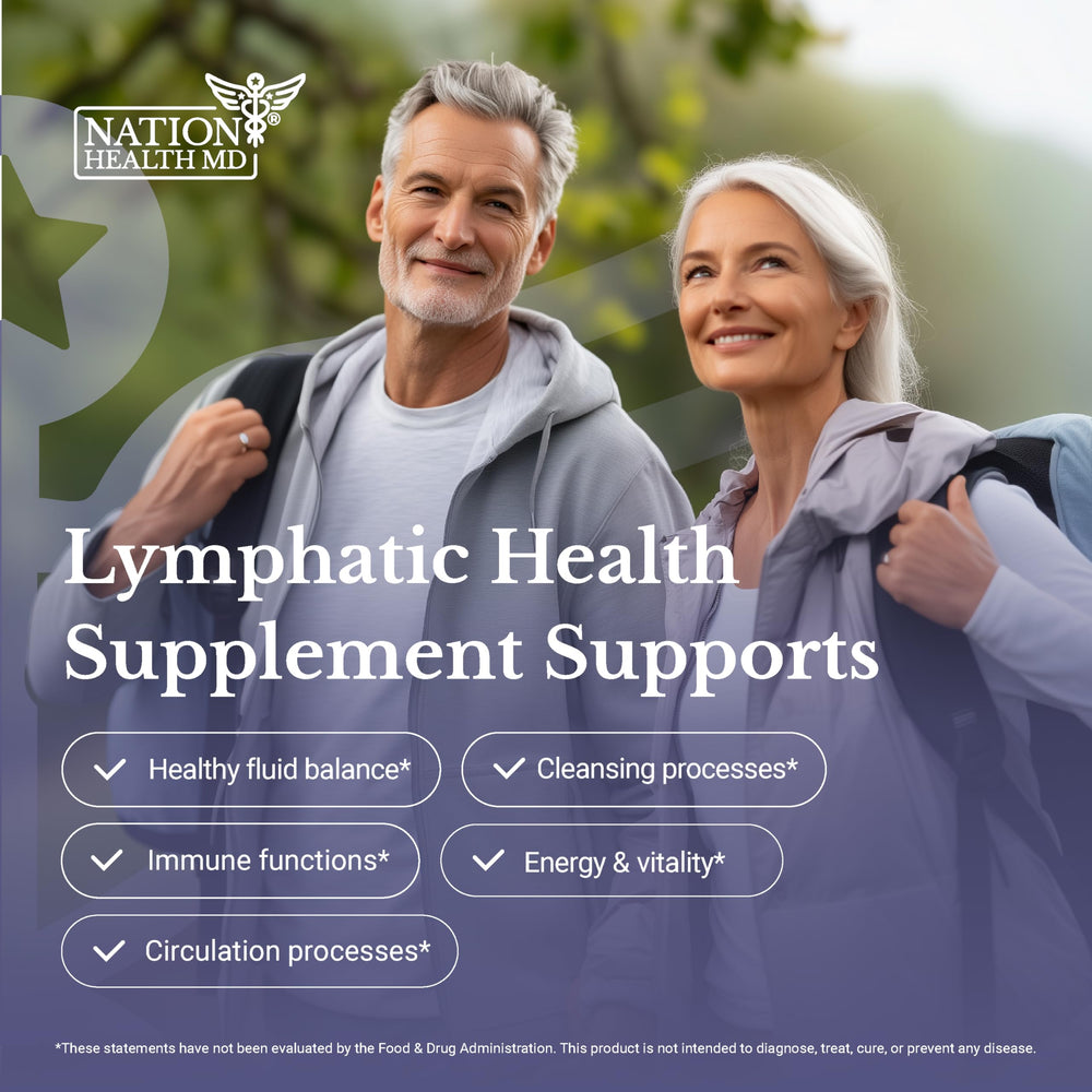 Nation Health MD Lymph MD bottle in hand for on-the-go wellness routines.