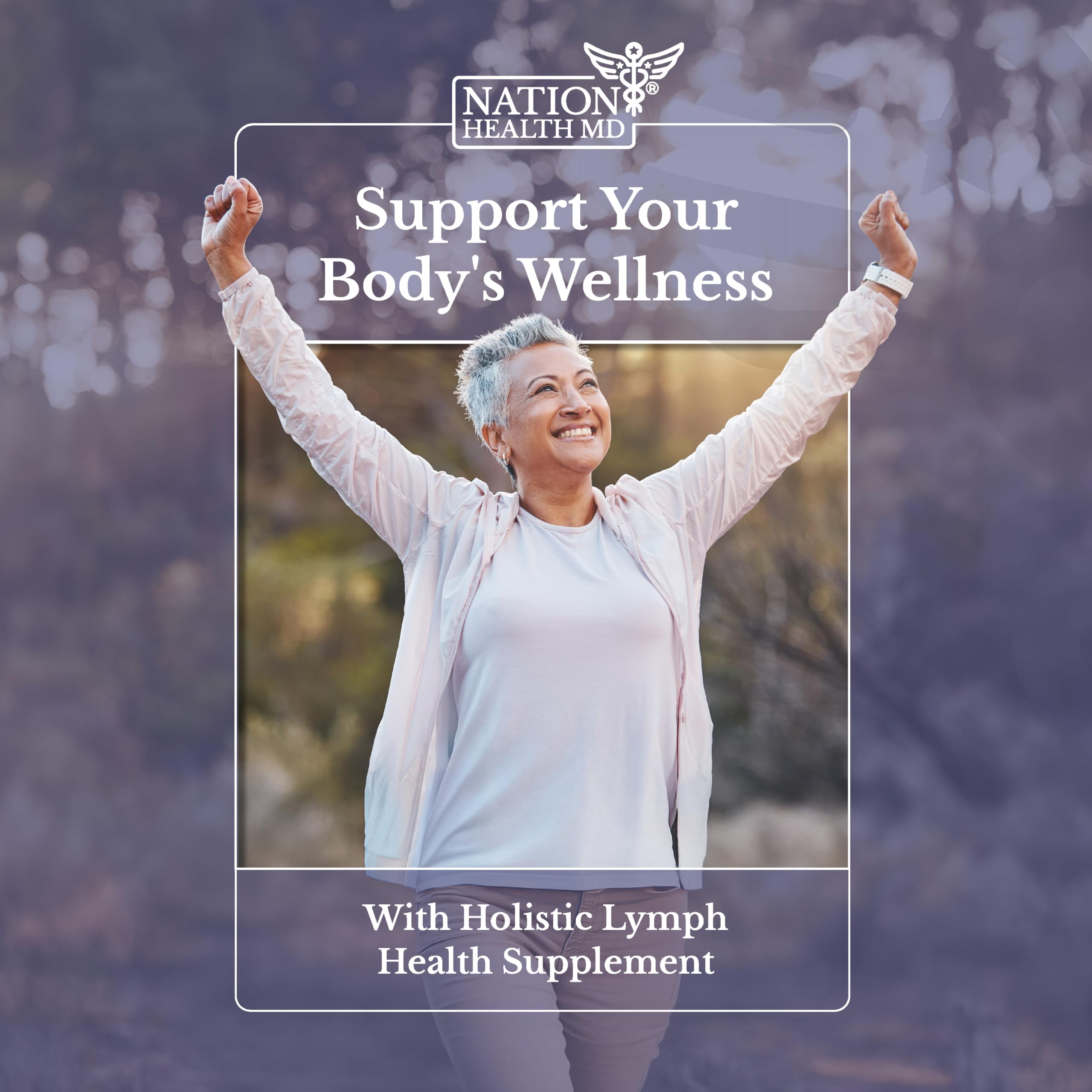 Nation Health MD Lymph MD label close-up emphasizing USA-made quality.