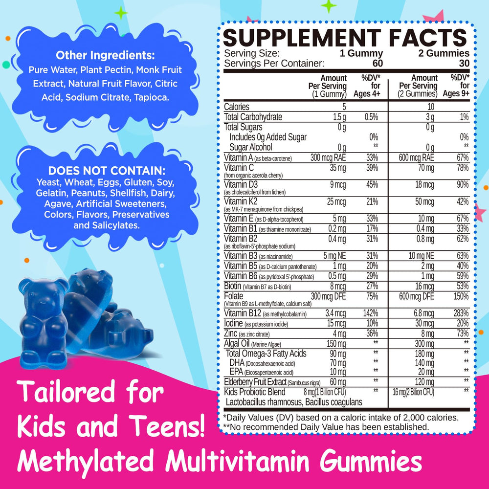 NATISLAND Kids blueberry-flavored gummies offer tasty, sugar-free daily nutrition.