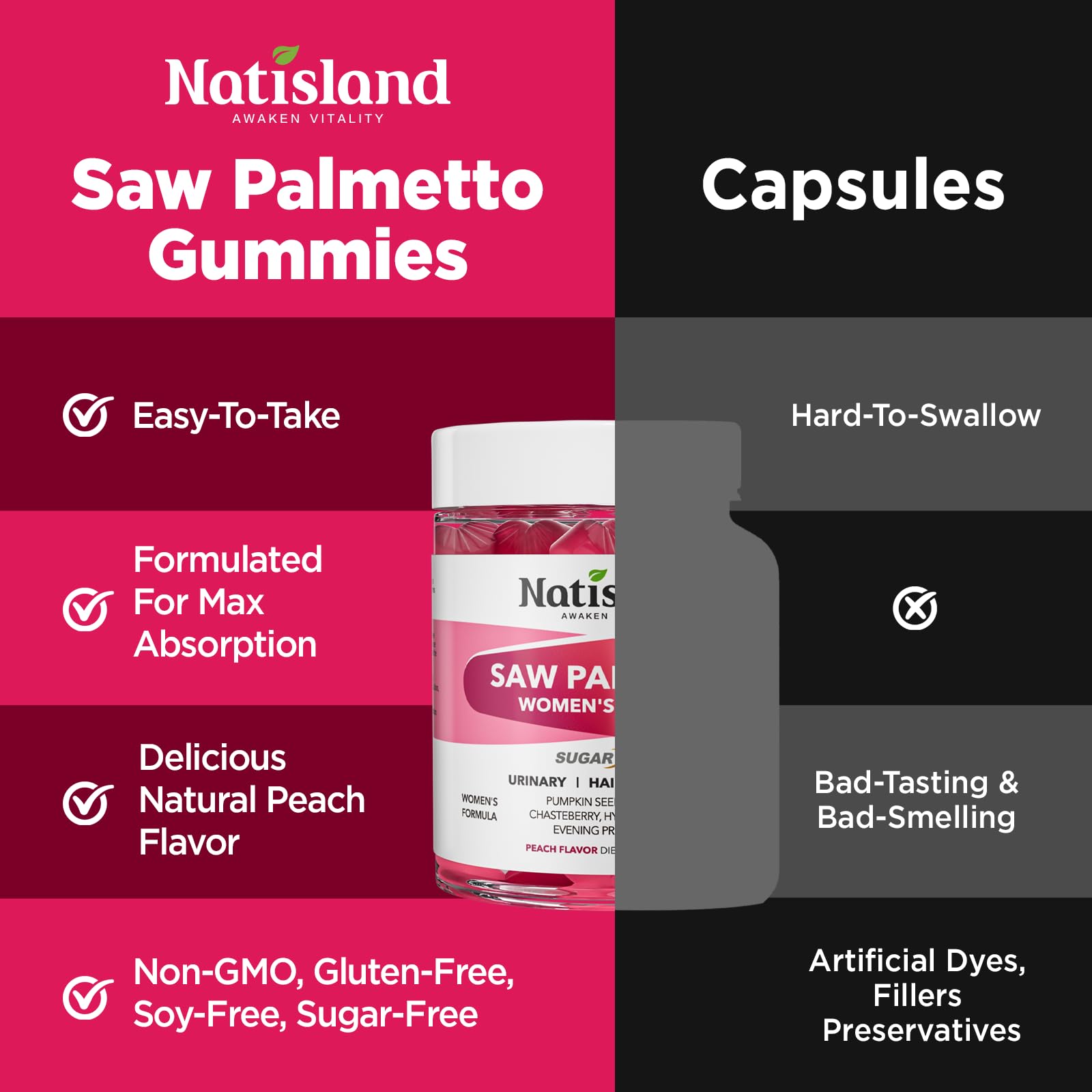 Lifestyle scene with a woman taking NATISLAND gummies daily
