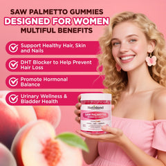 Peach-flavored NATISLAND gummies close-up highlighting sugar-free indulgence