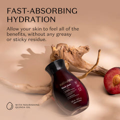 NATIVA SPA Black Plum Body Oil pour action suggesting quick moisturization