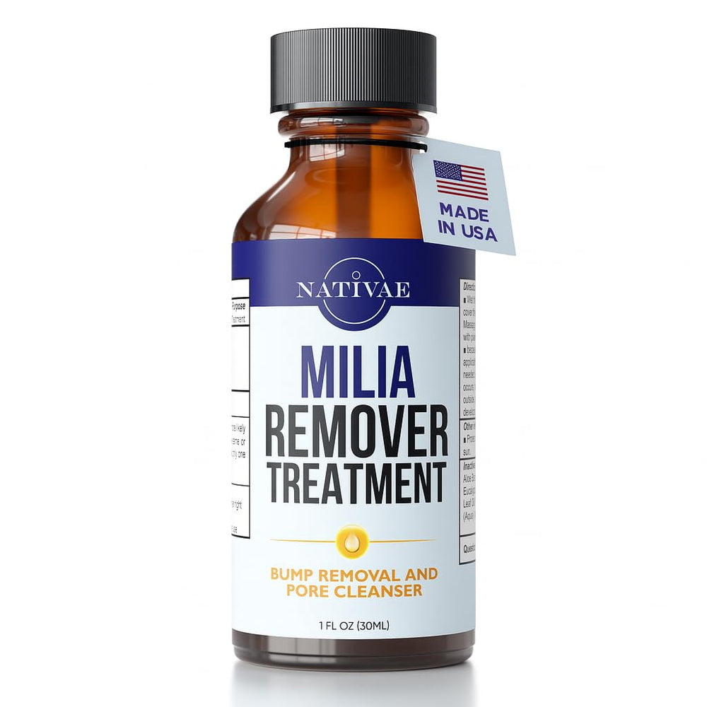 Nativae Milia Remover eye-area bottle targeting milia with gentle exfoliation.