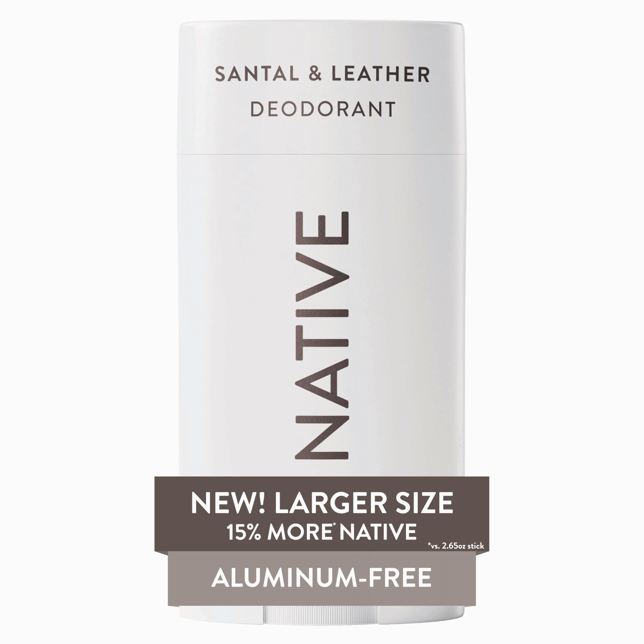 Native Aluminum-Free Deodorant Santal & Leather stick-application offers a silky glide and confident odor control.