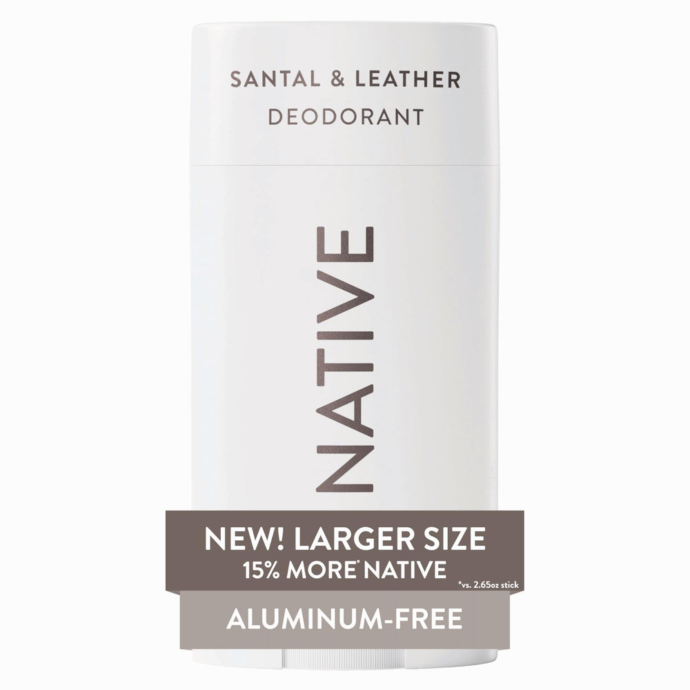 Native Aluminum-Free Deodorant Santal & Leather stick-application offers a silky glide and confident odor control.