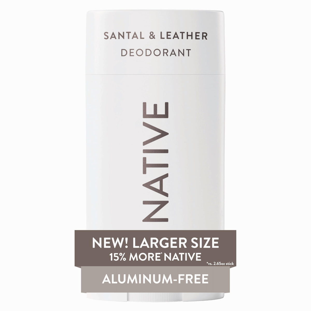 Native Aluminum-Free Deodorant Santal & Leather stick-application offers a silky glide and confident odor control.