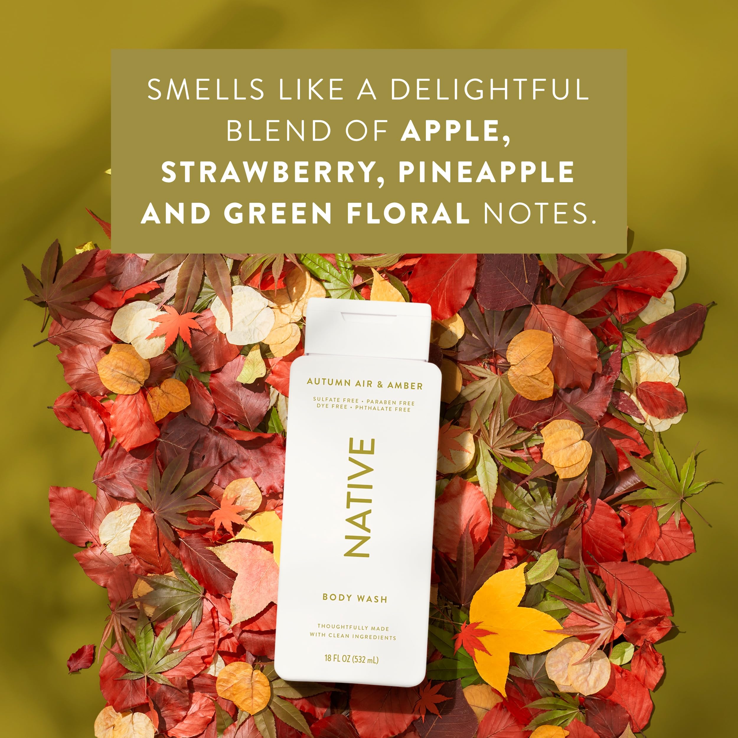 Shower scene featuring Native body wash, autumn mood and amber notes.