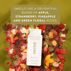 Shower scene featuring Native body wash, autumn mood and amber notes.