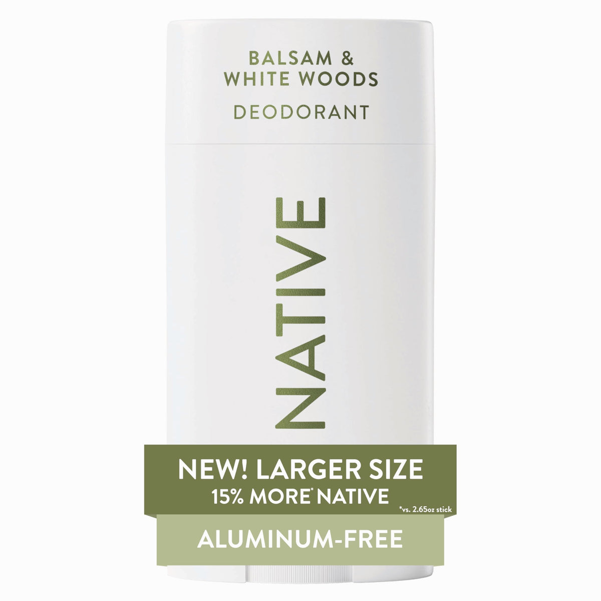 Native Balsam & White Woods deodorant stick applying smoothly for daily comfort