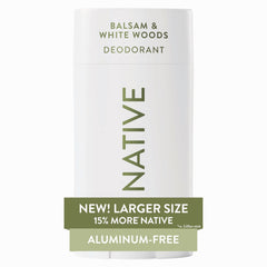Native Balsam & White Woods deodorant stick applying smoothly for daily comfort