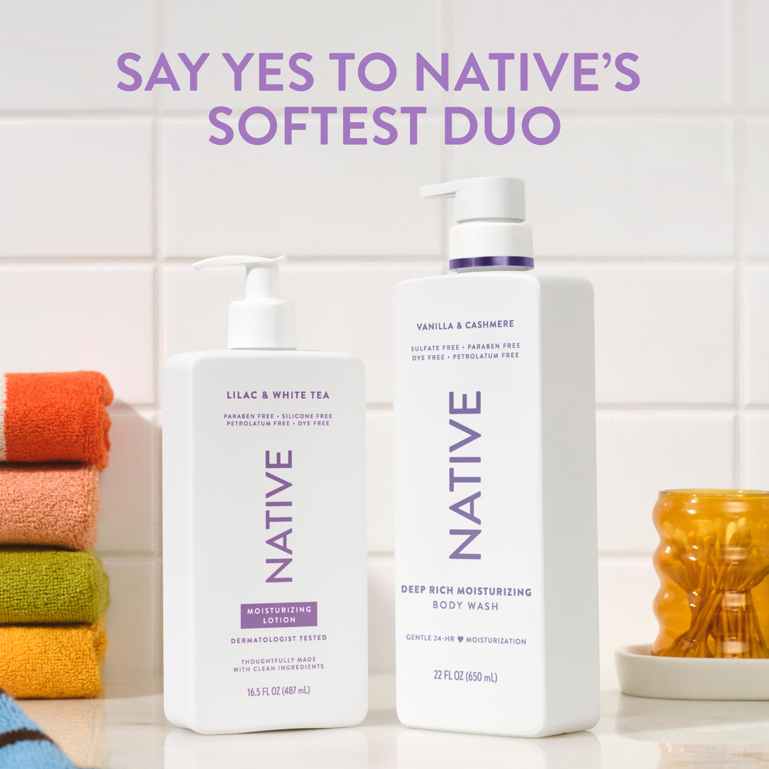 Native Body Lotion 16.5 oz bottle offers generous moisturizer for shared use.